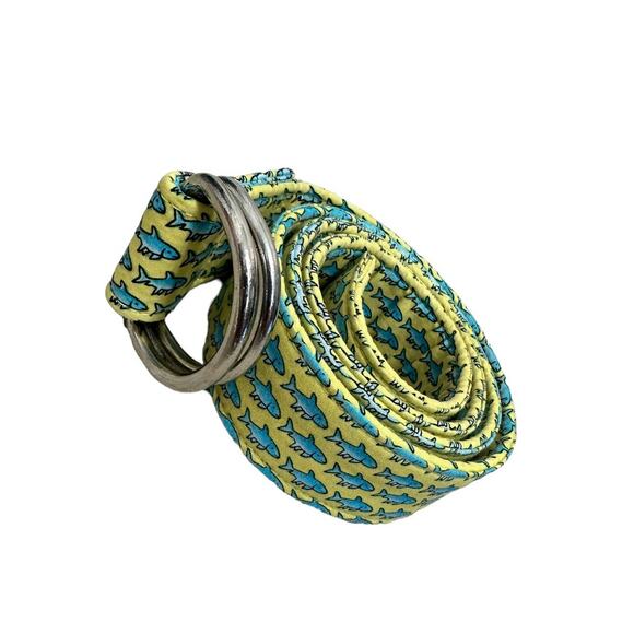 Vineyard Vines By Shep Ian Medium‎ green fish print Double Ring Belt - Picture 2 of 3